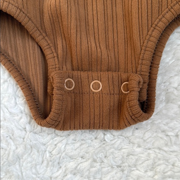 Brown Ribbed Kids One Piece - Picture 3 of 4